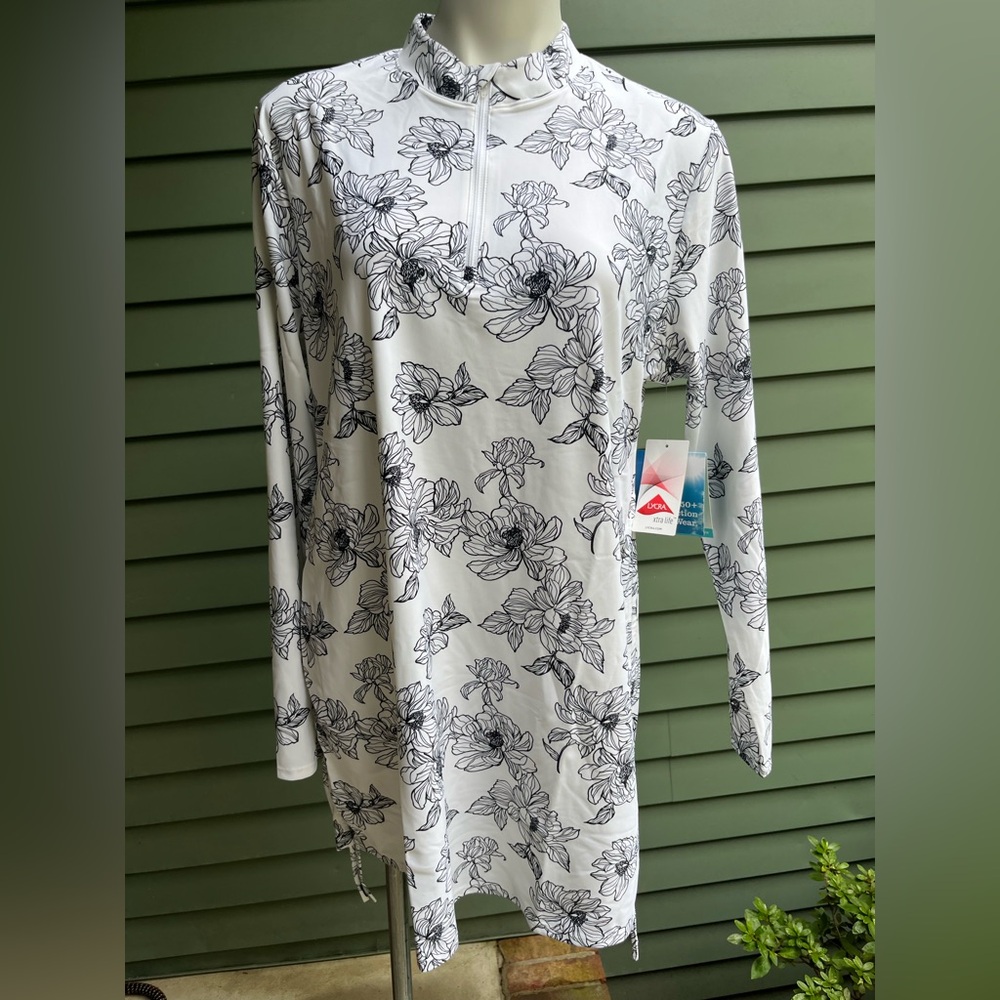 Coolibar Gray Floral Swim Top